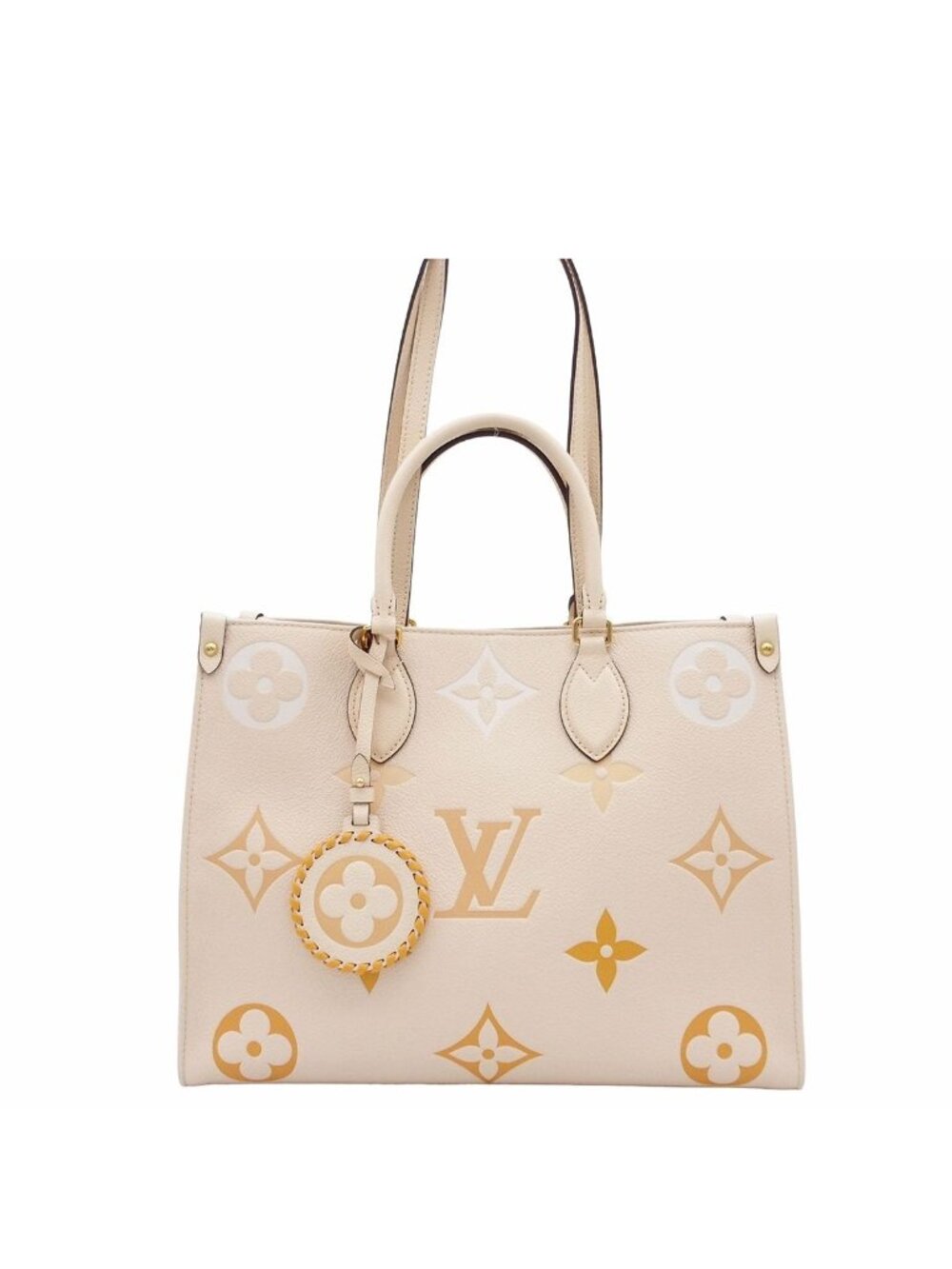 Louis Vuitton On The Go MM Cream Saffron Monogram Empreinte 2-Way Shoulder Bag